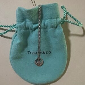 Vintage Tiffany & Co Peace Sign Pendant Necklace 16'